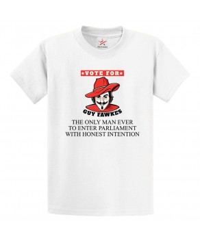 Vote For Guy Fawkes V for Vendetta Political Protest Graphic Print Style Unisex Kids & Adult T-shirt